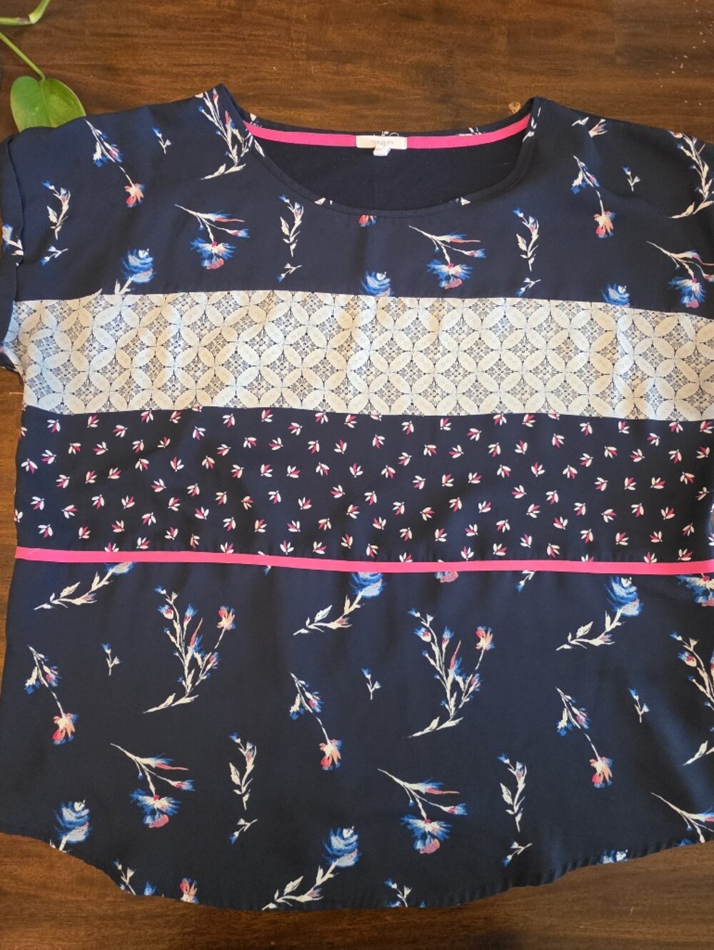 Maurices Mixed Media Floral & Geometric Cap Sleeve Top - Size XXL